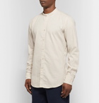 Incotex - Grandad-Collar Striped Cotton and Linen-Blend Shirt - Cream