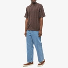 Pass~Port Men's Bath House Button Through Knitted Polo Shirt in Choc