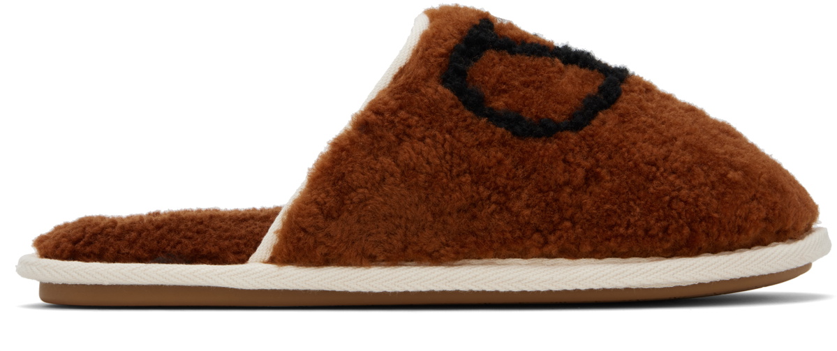 Valentino Garavani Brown Ta Chambre Wool Slippers