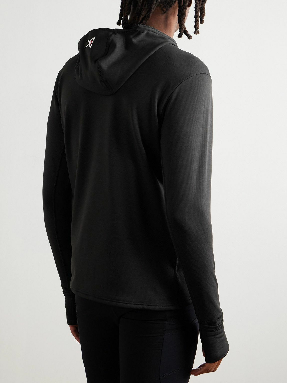 DISTRICT VISION - Logo-Print Stretch Recycled-Fleece Hoodie - Black