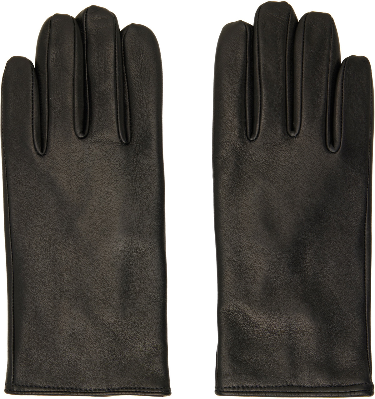 Ernest W. Baker Black Cashmere Lined Leather Gloves