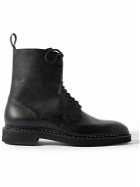 John Lobb - Perth Waxed-Suede and Full-Grain Leather Boots - Black