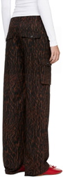 GANNI Brown Printed Cotton Cargo Pants