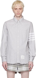 Thom Browne Gray 4-Bar Nametag Shirt