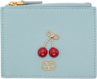 Valentino Garavani Blue Cherryfic Card Holder