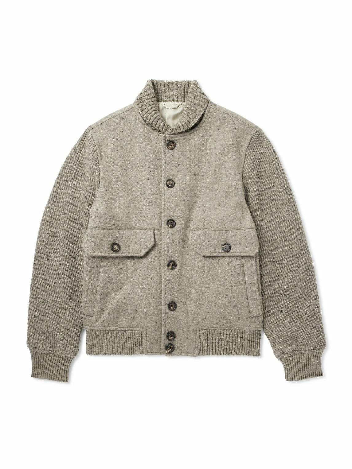 Eleventy - Shawl-Collar Wool and Cashmere-Blend Bomber Jacket - Gray