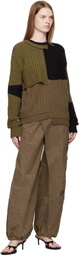 Andersson Bell Black & Brown Patchwork Asymmetric Crewneck Sweater