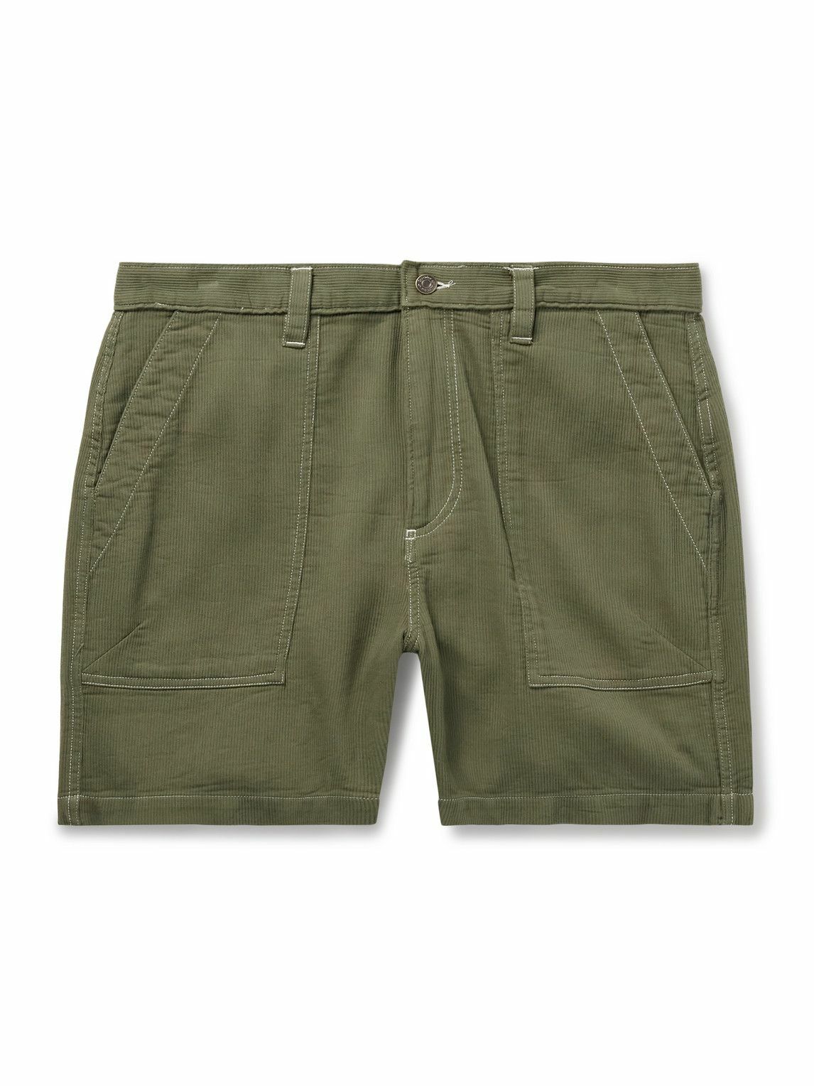 Corridor - Bedford Straight-Leg Ribbed Cotton Shorts - Green