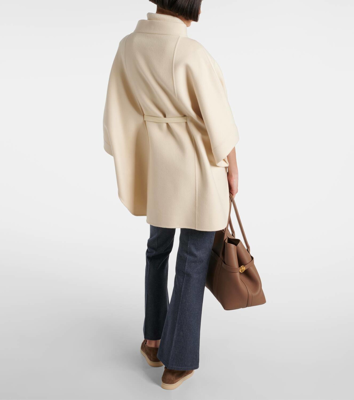 Loro Piana Salzburg leather-trimmed cashmere cape