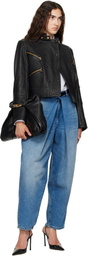 BALMAIN Black 'Dinner At 8' Medium Smooth Leather Clutch