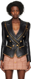 Balmain Black Zip Leather Jacket