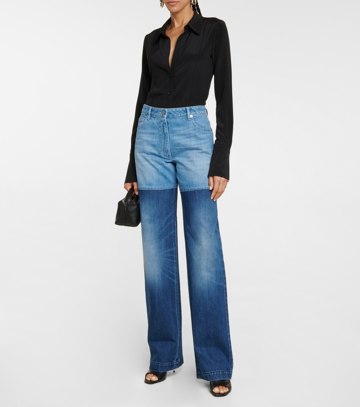 Peter Do - Bicolor high-rise wide-leg jeans