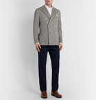 Boglioli - Slim-Fit Unstructured Double-Breasted Herringbone Linen Blazer - Blue