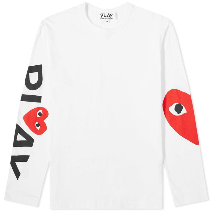 Photo: Comme des Garcons Play Long Sleeve Arm Logo & Heart Tee White