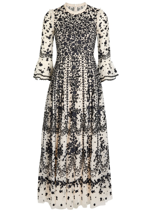 Photo: Needle & Thread Adeline Floral-embroidered Tulle Gown Cream