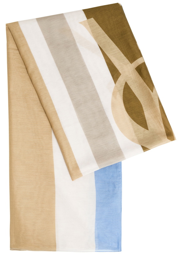 Photo: Saint Laurent Striped Logo Cotton and Silk-blend Scarf - Multicoloured - One Size