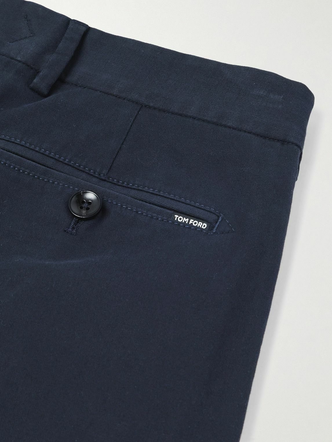 TOM FORD - Tapered Cotton-Blend Twill Chinos - Blue