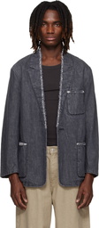 YOKE Gray Denim Cut-Off Blazer
