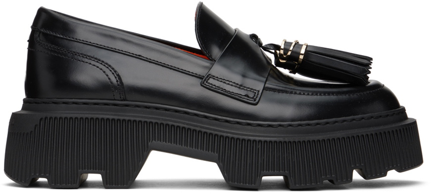 Santoni Black Tassel Loafers