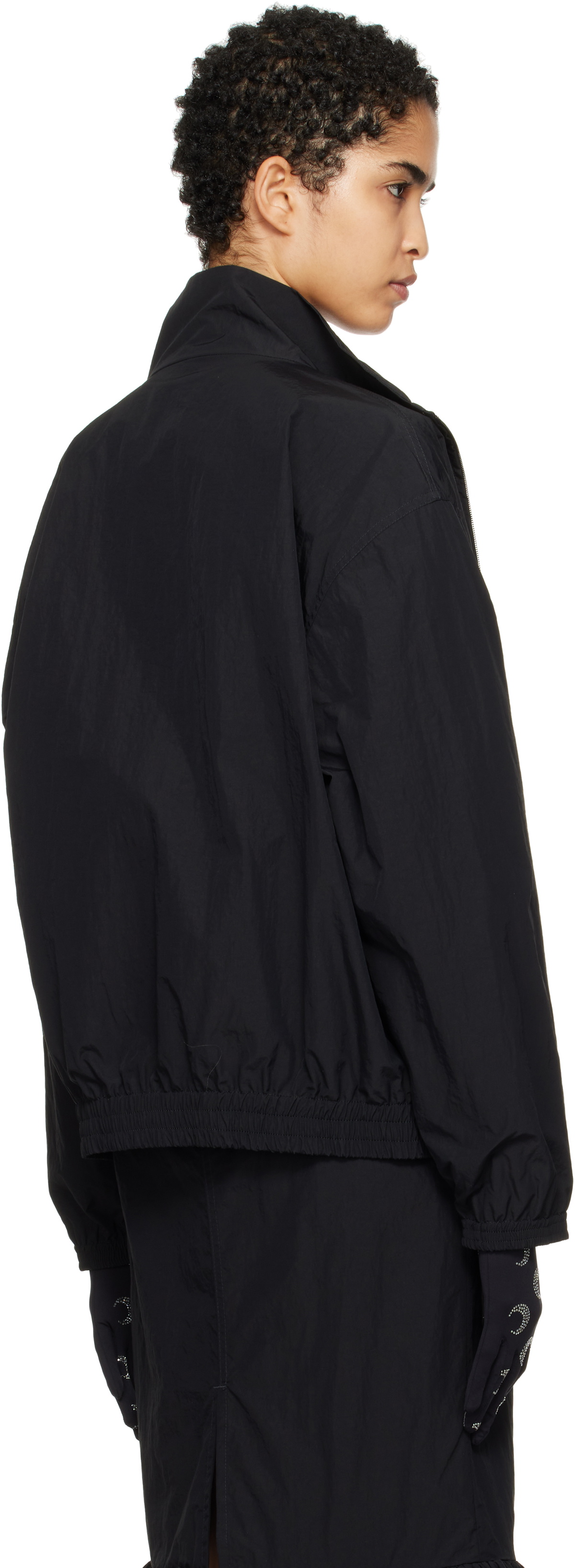 Marine Serre Black 'MS Sport' Nylon Track Jacket