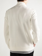Moncler - Striped Logo-Appliquéd Cotton-Jersey Zip-Up Sweatshirt - White
