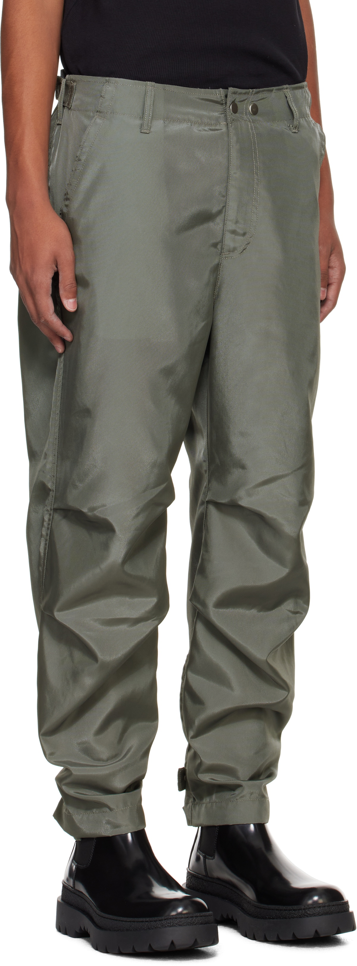 Karmuel Young Gray Biker Trousers