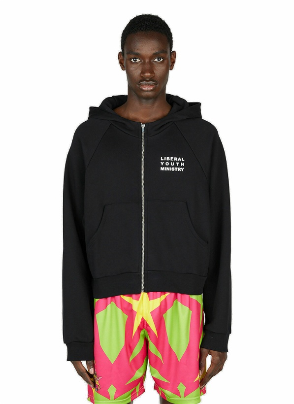 Photo: Liberal Youth Ministry - Anime Zipped Hooded Sweatshirt in Black
