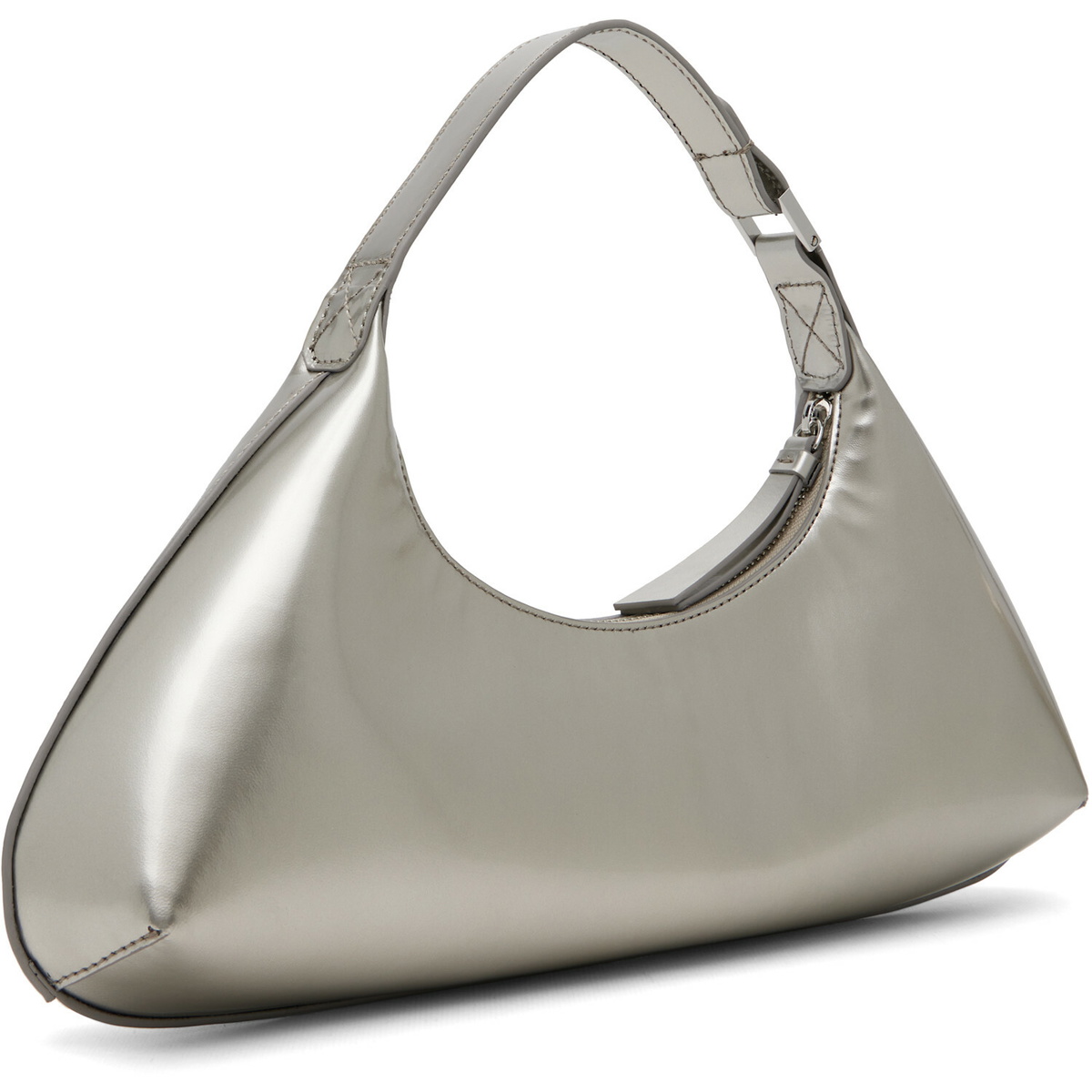 BY FAR Silver Amberette Metallic Leather Bag