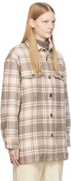 AMI Alexandre Mattiussi Off-White & Taupe Checked Jacket