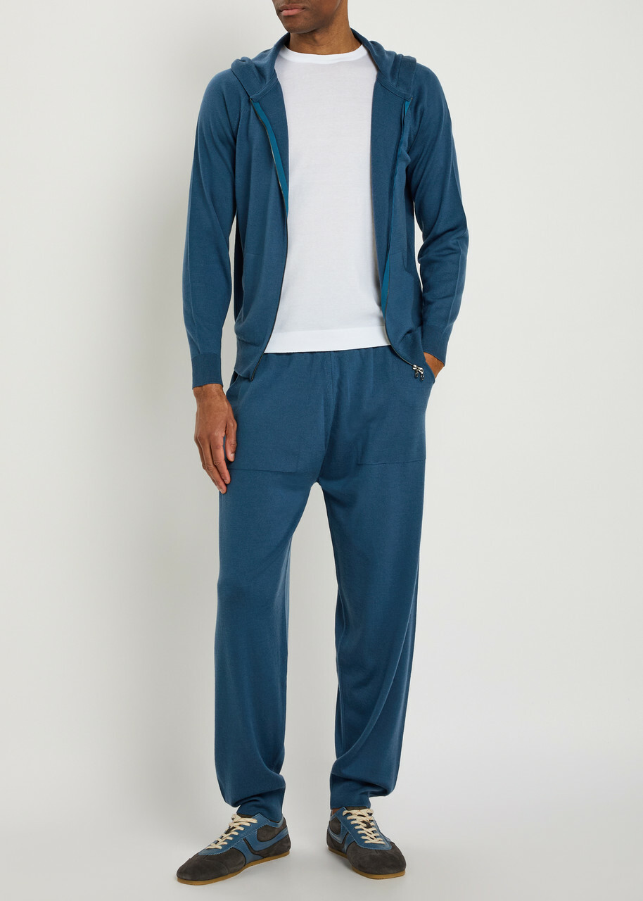 John Smedley Henning Merino Wool Sweatpants Blue