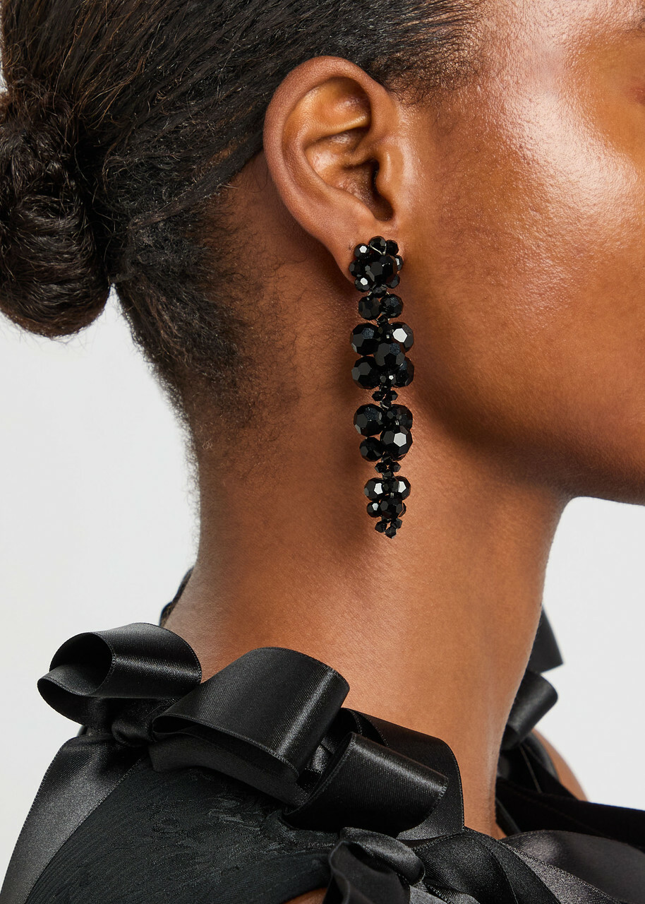 Simone Rocha Cluster Crystal-embellished Drop Earrings - Black - One Size