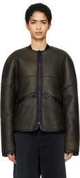 032c Brown Buttery Shearling Leather Jacket