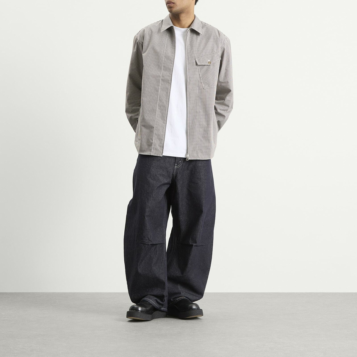 Comme des Garçons Homme Men's Check Triple Layers Shirt in Off White/Brown/Black