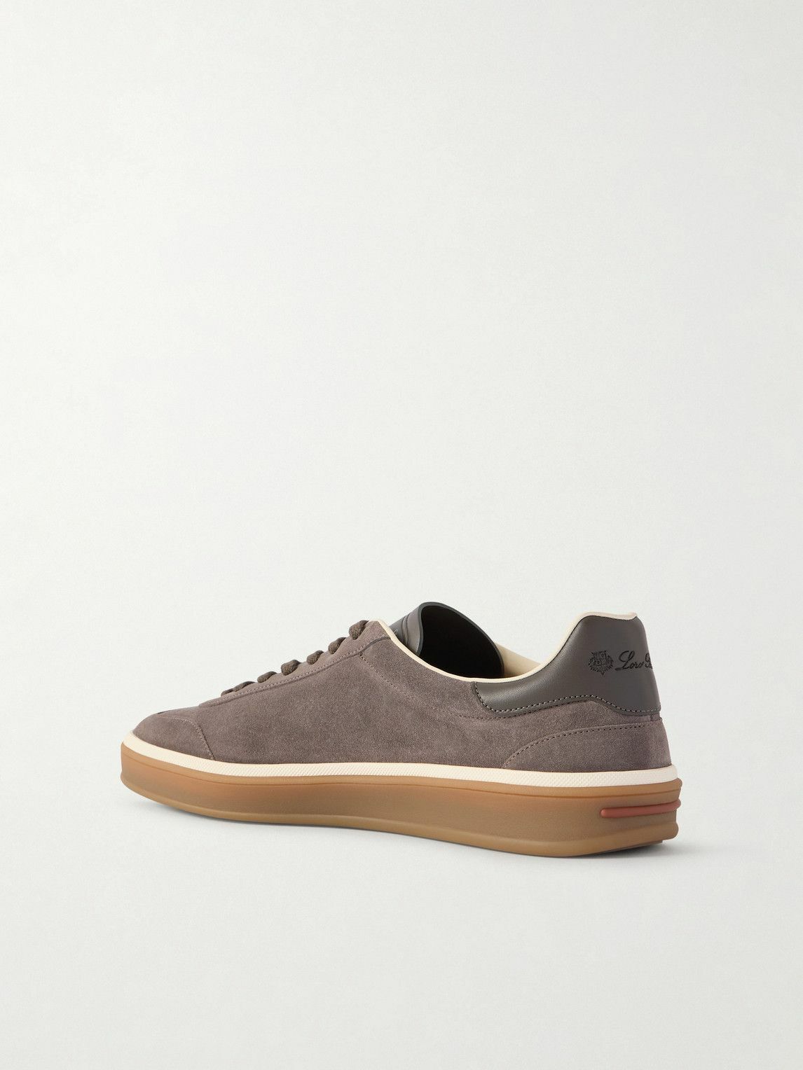 Loro Piana - Tennis Walk Leather-Trimmed Suede Sneakers - Gray