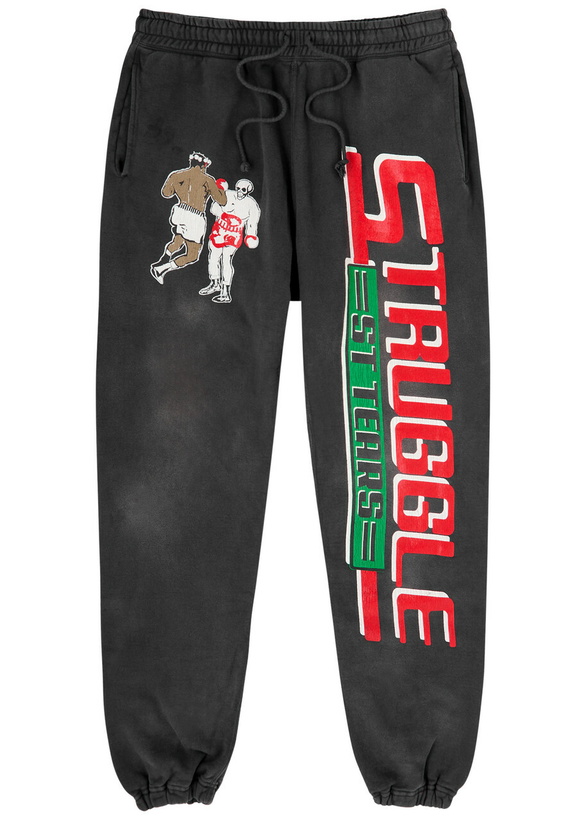 Photo: Saint Mxxxxxx Denim Tears Struggle Printed Cotton Sweatpants Black