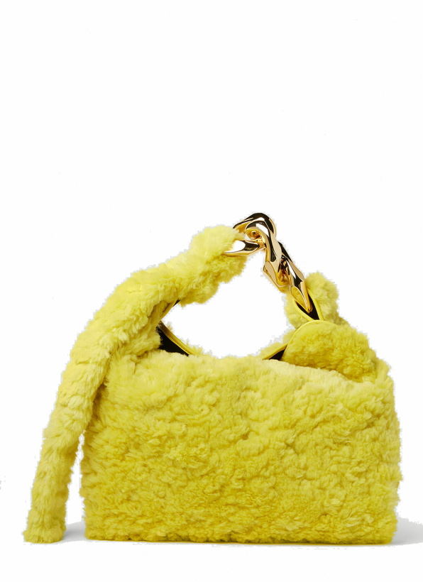 Photo: Faux Fur Small Chain Hobo Bag in Yellow