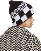 Anna Sui Black & White Rose Checker Beanie