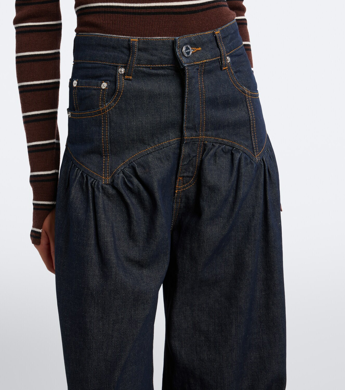 Ganni Gathered barrel-leg jeans