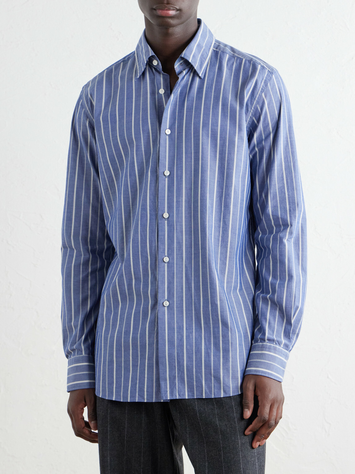 Slowear - Glanshirt Striped Cotton-Poplin Shirt - Blue