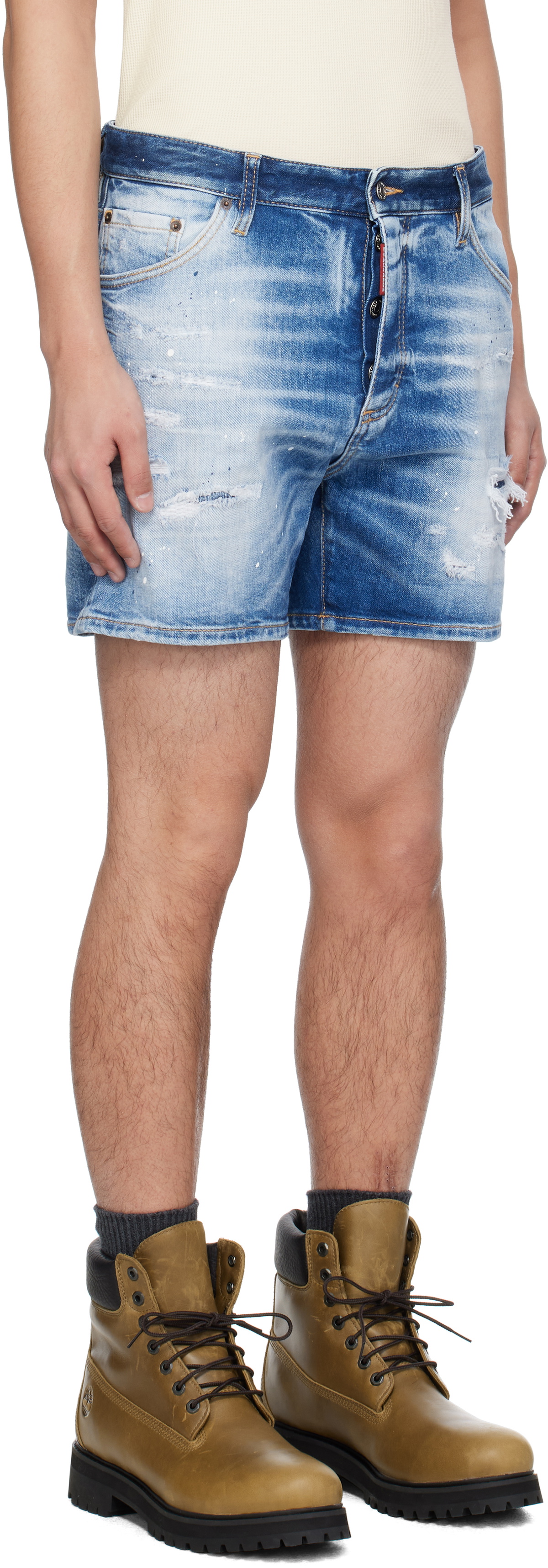 Dsquared2 Blue Light Scarface Wash Bro Denim Shorts