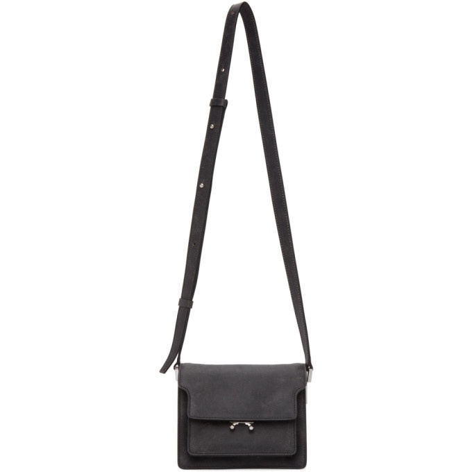 Marni Mini Soft Trunk Smooth Leather Bag in Black