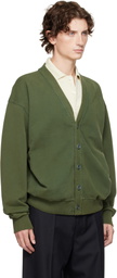 JW Anderson Green Garment-Dyed Cardigan