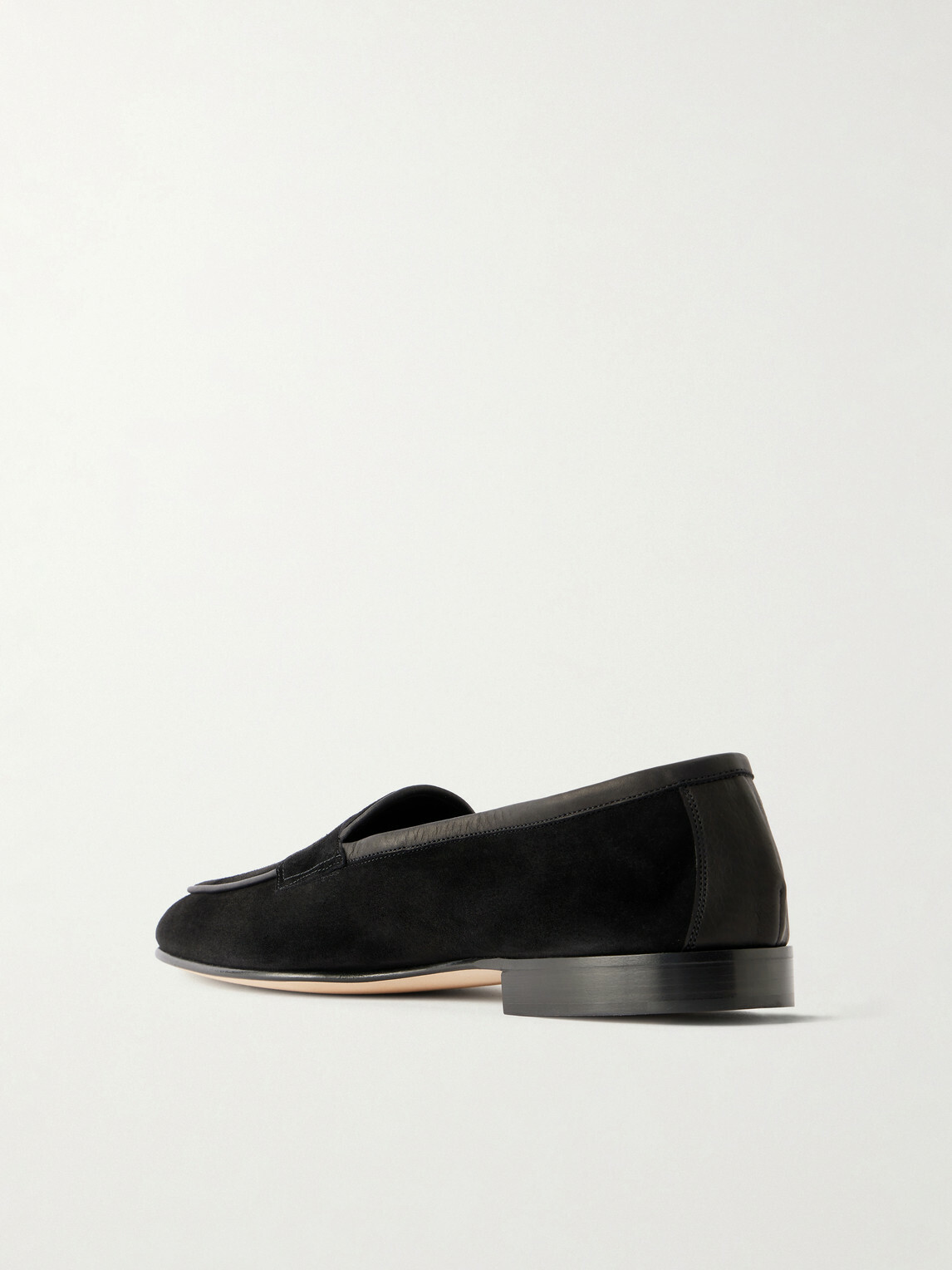 Edward Green - Polperro Leather-Trimmed Suede Penny Loafers - Black