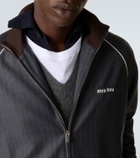 Miu Miu Logo pinstripe virgin wool track jacket