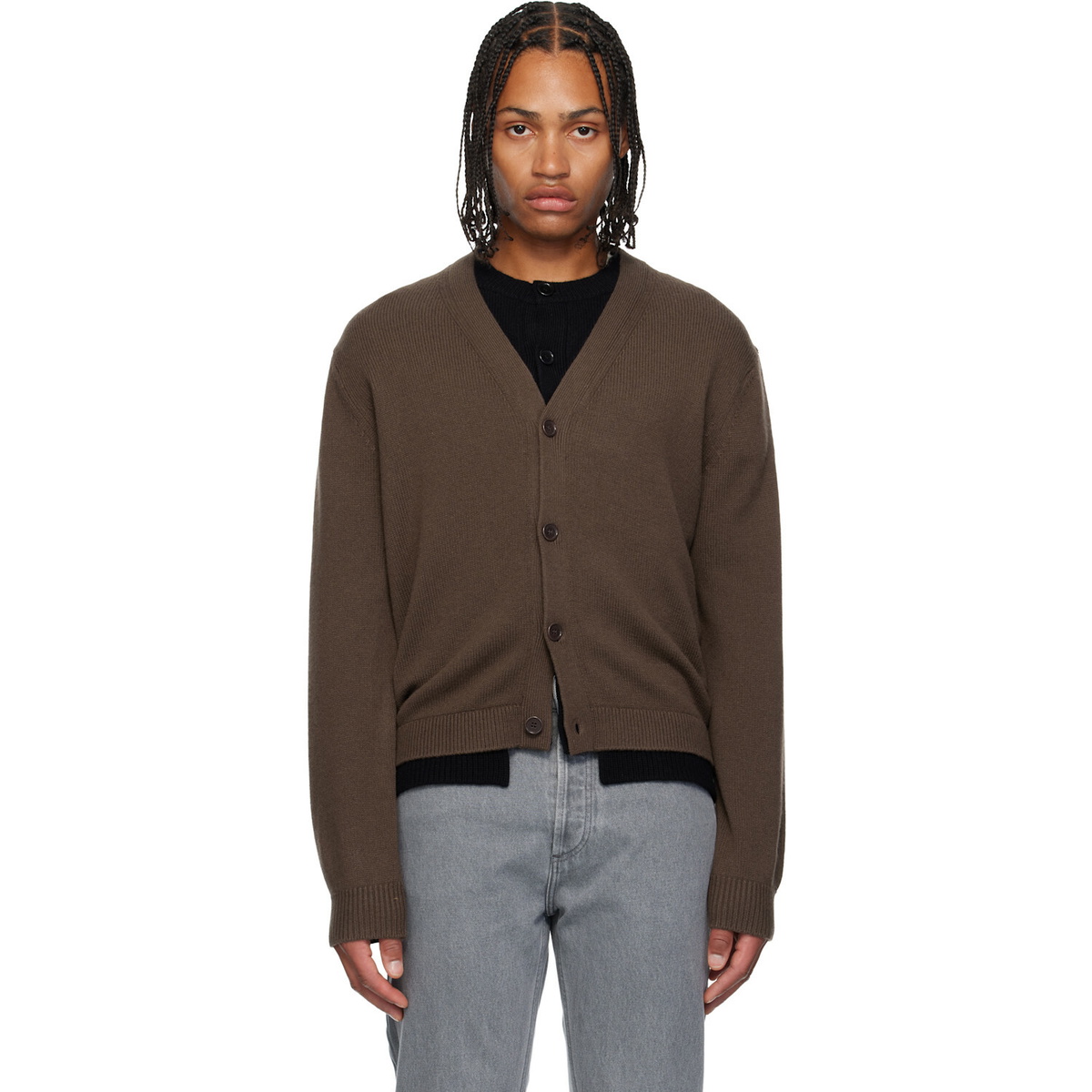 JW Anderson Brown Contrast Layered Cardigan