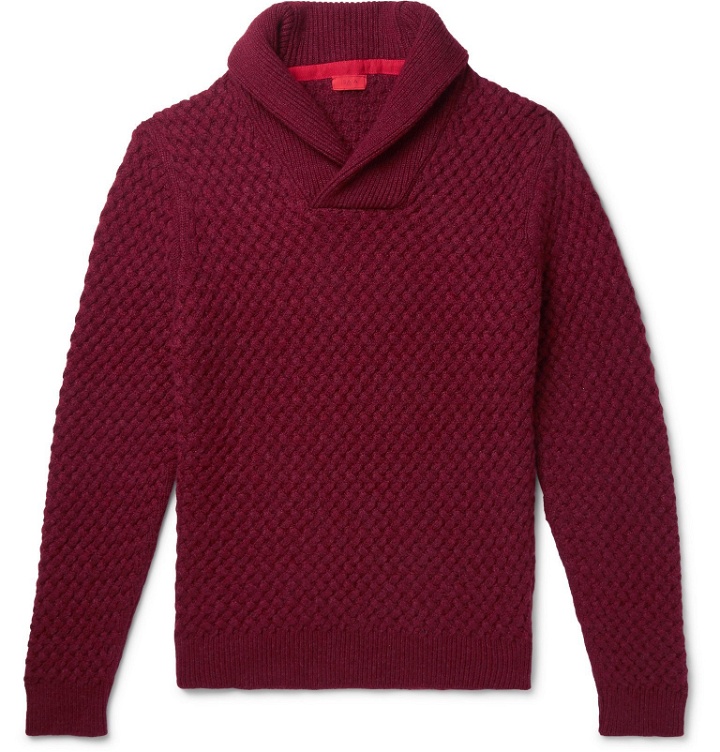 Photo: Isaia - Shawl-Collar Cable-Knit Cashmere Sweater - Burgundy