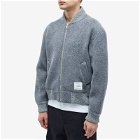 Thom Browne Men's Tape Wool Fleece Bomber Jacket in Light Grey