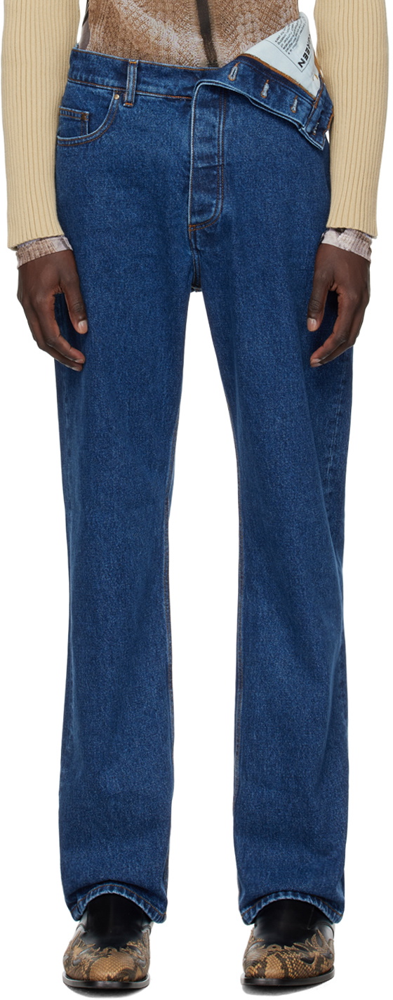 Y/Project Blue Asymmetric Waist Jeans Y/Project