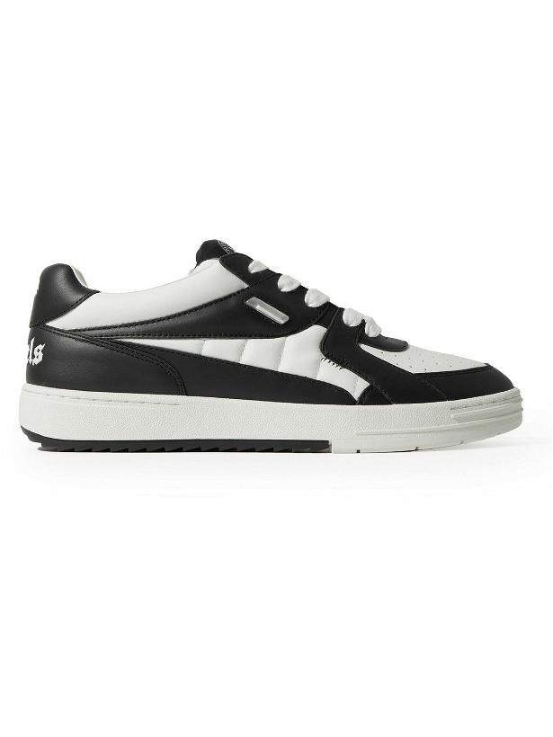 Photo: Palm Angels - Palm University Suede-Trimmed Leather Sneakers - Black