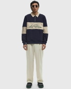 Les Deux Cory Zipper Rugby Sweatshirt blue/beige Mens Half-Zip